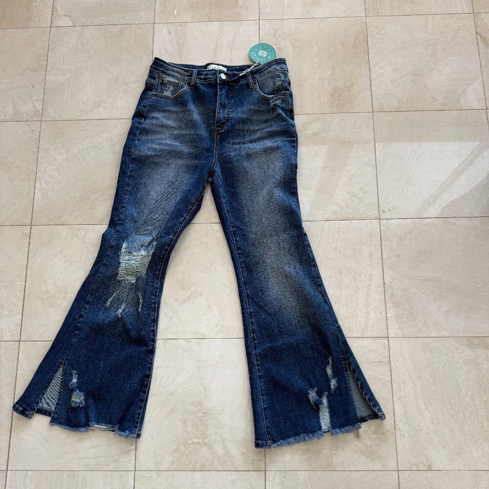 NWT Woman's Blakeley Blue Jean Pants Size 13-Short Distressed Split Leg BLF804S